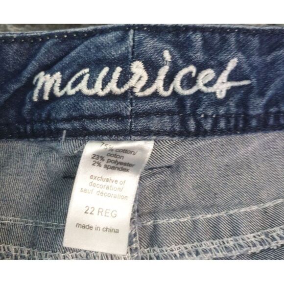 Maurices Womens Plus Straight-Leg Jeans 22 Thick Stitch Distressed Embroidered - Picture 5 of 6